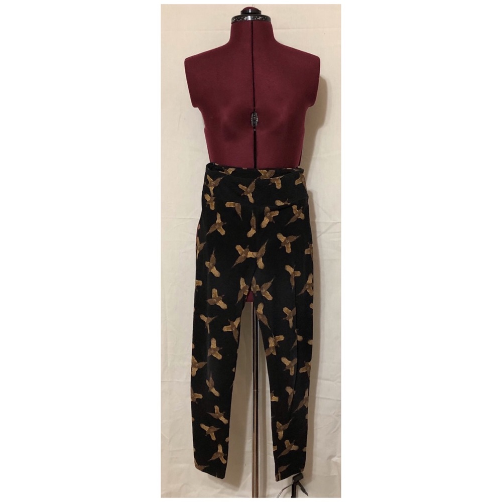 LULAROE Black leggings with bird designs
